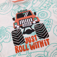 'Just Roll With it' Monster Truck Green & White T-Shirt - Boys 3-4 Years