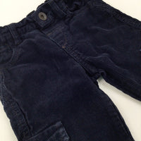 Navy Cord Trousers With Adjustable Waist - Boys 6-9 Months