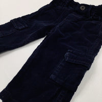 Navy Cord Trousers With Adjustable Waist - Boys 6-9 Months