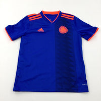 'Adidas' Motif Blue & Orange Football Sports T-Shirt - Boys 11-12 Years