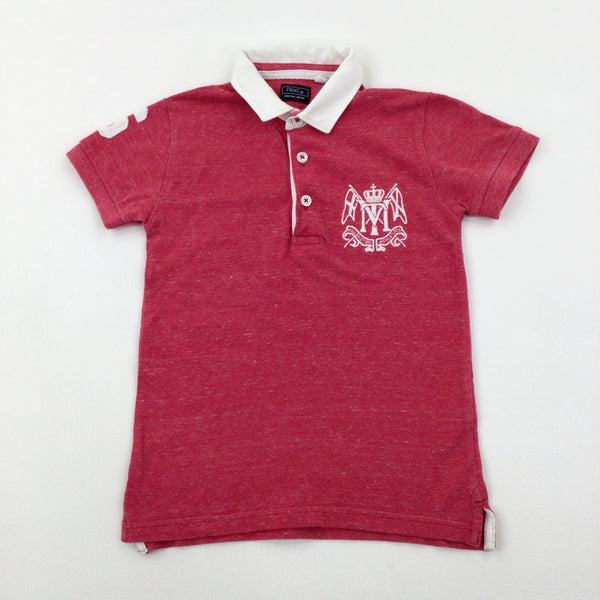 Sports Logo Embroidered Red Polo Shirt  - Boys 3-4 Years