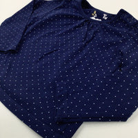 Spotty Navy Long Sleeve Top - Girls 6-9 Months