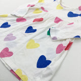 Hearts Colourful White Jersey Dress - Girls 6-9 Months