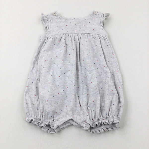 Spotty Light Grey Jersey Romper - Girls 6-9 Months