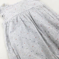 Spotty Light Grey Jersey Romper - Girls 6-9 Months