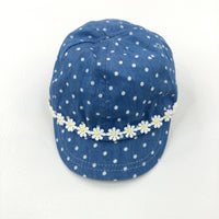 Daisies & Spotty Blue Sun Cap - Girls 6-9 Months