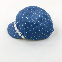 Daisies & Spotty Blue Sun Cap - Girls 6-9 Months