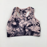 Tie Dye Pink & Charcoal Grey Cropped Sports Top - Girls 11-12 Years