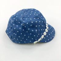 Daisies & Spotty Blue Sun Cap - Girls 6-9 Months