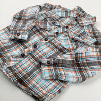 Orange & Brown Checked Shirt - Boys 3-4 Years