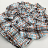 Orange & Brown Checked Shirt - Boys 3-4 Years