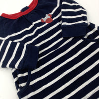 Minnie Mouse Glittery Navy Striped Knitted Dress - Girls 6-9 Months