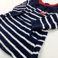 Minnie Mouse Glittery Navy Striped Knitted Dress - Girls 6-9 Months