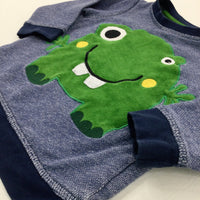 Smiley Monster Appliqued Navy Jumper - Boys 9-12 Months