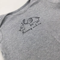 'Mummy & Me' Elephants Grey Cotton Bodysuit - Boys 9-12 Months