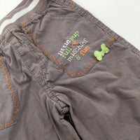 'Little Pup Full Of Mischief & Fun' Mushroom Lightweight Trousers - Boys 9-12 Months