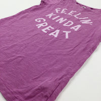 'Feelin' Kinda Great' Lilac Cotton T-Shirt - Girls 11-12 Years