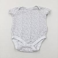 Patterned White Cotton Bodysuit - Boys 9-12 Months