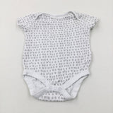 Patterned White Cotton Bodysuit - Boys 9-12 Months