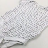 Patterned White Cotton Bodysuit - Boys 9-12 Months