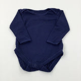 Navy Cotton Long Sleeve Bodysuit - Boys 9-12 Months