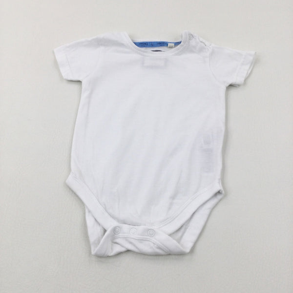 White Cotton Bodysuit - Boys 9-12 Months