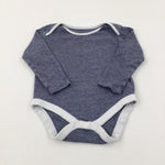 Mottled Navy Long Sleeve Bodysuit - Boys 9-12 Months