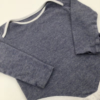 Mottled Navy Long Sleeve Bodysuit - Boys 9-12 Months