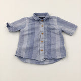 Light Blue Striped Linen Mix Shirt - Boys 9-12 Months