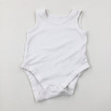 White Cotton Bodysuit - Boys 9-12 Months