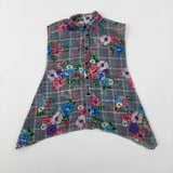 Colourful Flowers Black Checked Lightweight Top - Girls 3-4 Years