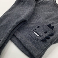 Smiley Monsters Appliqued Charcoal Grey Sweatshirt & Jogger Set - Boys 12-18 Months