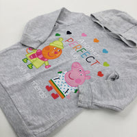 'Another Perfect Day' Peppa Pig Grey Longline Hoodie - Girls 3-4 Years