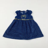 'Minnie' Mouse Spotty Blue Velour Dress - Girls 12-18 Months