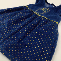 'Minnie' Mouse Spotty Blue Velour Dress - Girls 12-18 Months