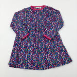 Colourful Mice & Flowers Navy Dress - Girls 3-4 Years