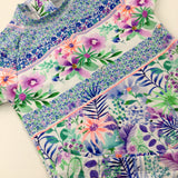 Flowers Purple & Blue Beach Top & Shorts Set - Girls 12-18 Months