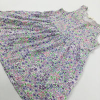 Colourful Flowers Lilac Dress - Girls 3-4 Years
