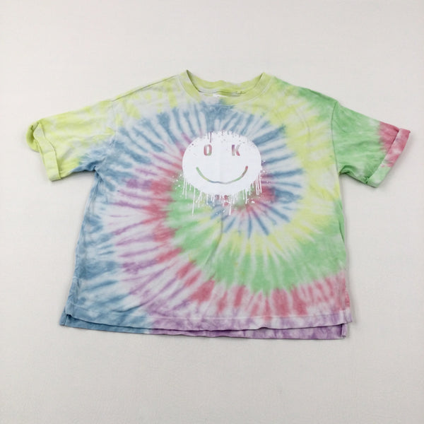 'OK' Tie Dye Colourful T-Shirt - Boys 8-9 Years