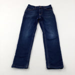 Dark Blue Denim Jeans With Adjustable Waist - Boys 8-9 Years