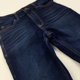 Dark Blue Denim Jeans With Adjustable Waist - Boys 8-9 Years