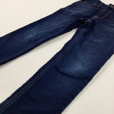 Dark Blue Denim Jeans With Adjustable Waist - Boys 8-9 Years