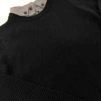 Black Knitted Jumper With Faux Shirt Collar - Boys 8-9 Years