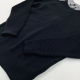 Black Knitted Jumper With Faux Shirt Collar - Boys 8-9 Years