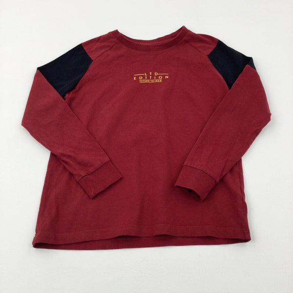 'Ltd Edition' Burgundy Long Sleeve Top - Boys 8-9 Years