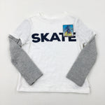 'Skate' Reflective Panel White & Grey Long Sleeve Top - Boys 5-6 Years