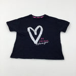 'Be Unique' Heart Black T-Shirt - Girls 8-9 Years