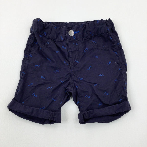 Glasses Navy Shorts - Boys 12-18 Months