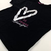 'Be Unique' Heart Black T-Shirt - Girls 8-9 Years