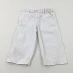 Flowers Embroidered White Lightweight Trousers - Girls 5-6 Years